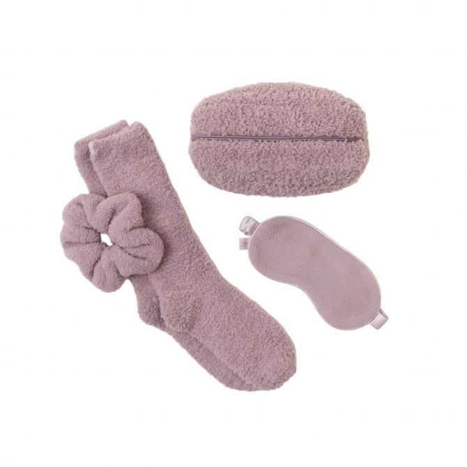 Barefoot Dreams CozyChic Eye Mask, Scrunchie and Sock Set, Vintage Rose, BDWCC20815-685-OS