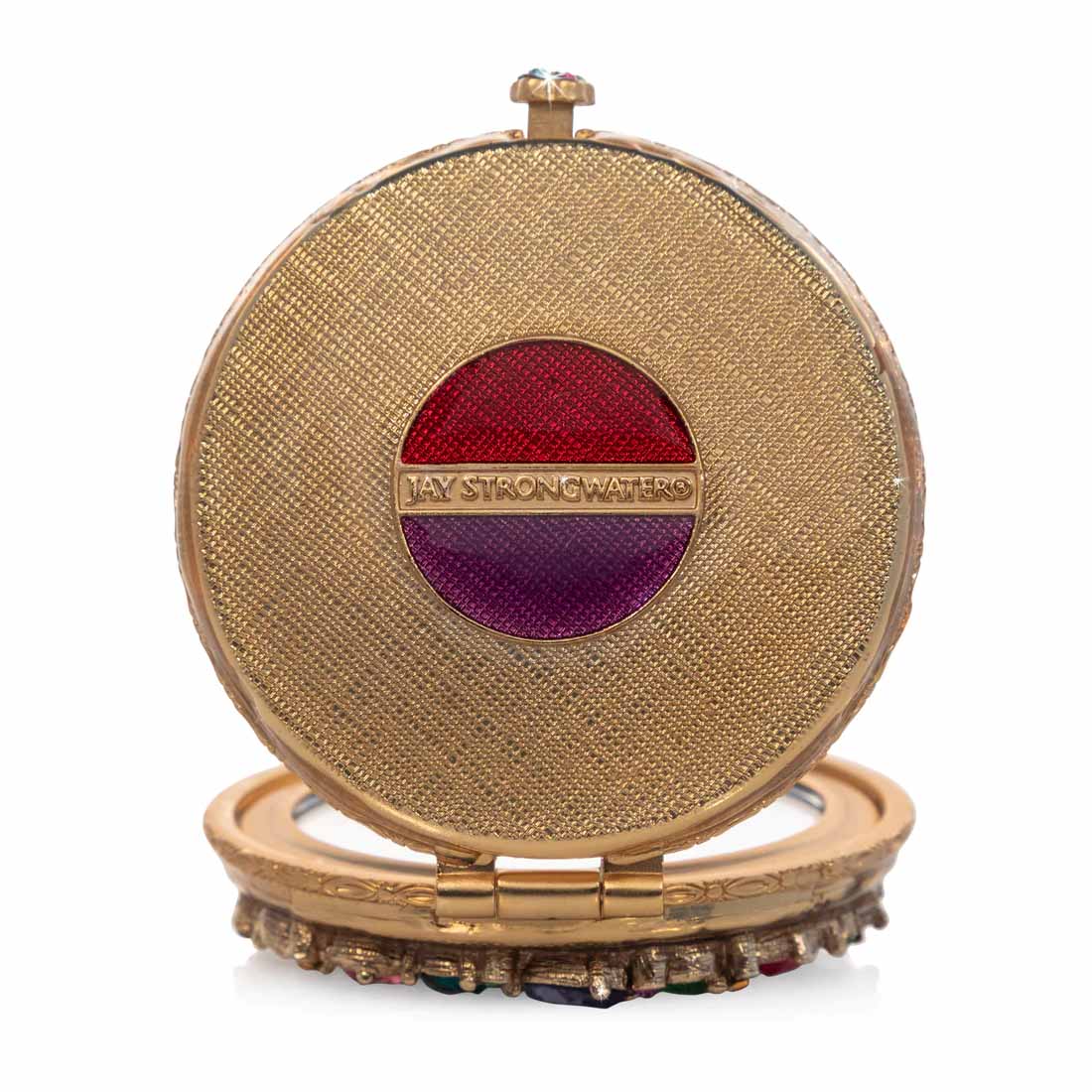 Jay Strongwater Helena Round Jeweled Compact