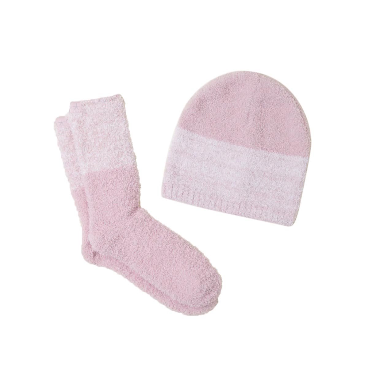 Barefoot Dreams CozyChic Dusty Rose Beanie and Socks Set