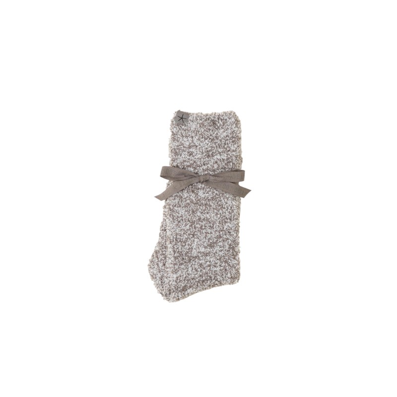 Barefoot Dreams Cozychic S/M Socks, White and Heathered Charcoal