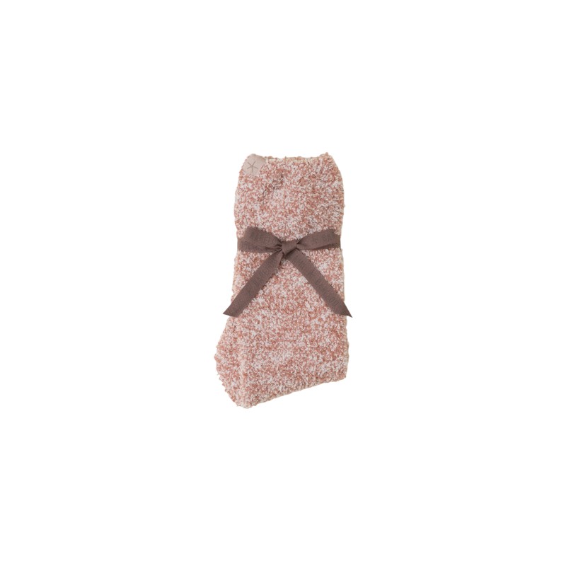 Barefoot Dreams Cozychic S/M Socks, Heathered Terra and White