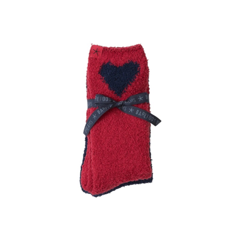 Barefoot Dreams Cozychic Heart Print Sock Set, Marine and Scarlet