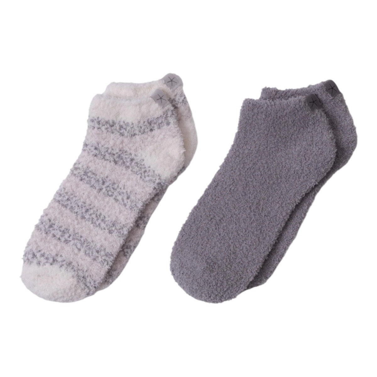 Barefoot Dreams CozyChic Heathered Stripe Ankle Sock Set, Dove Grey Multicolored
