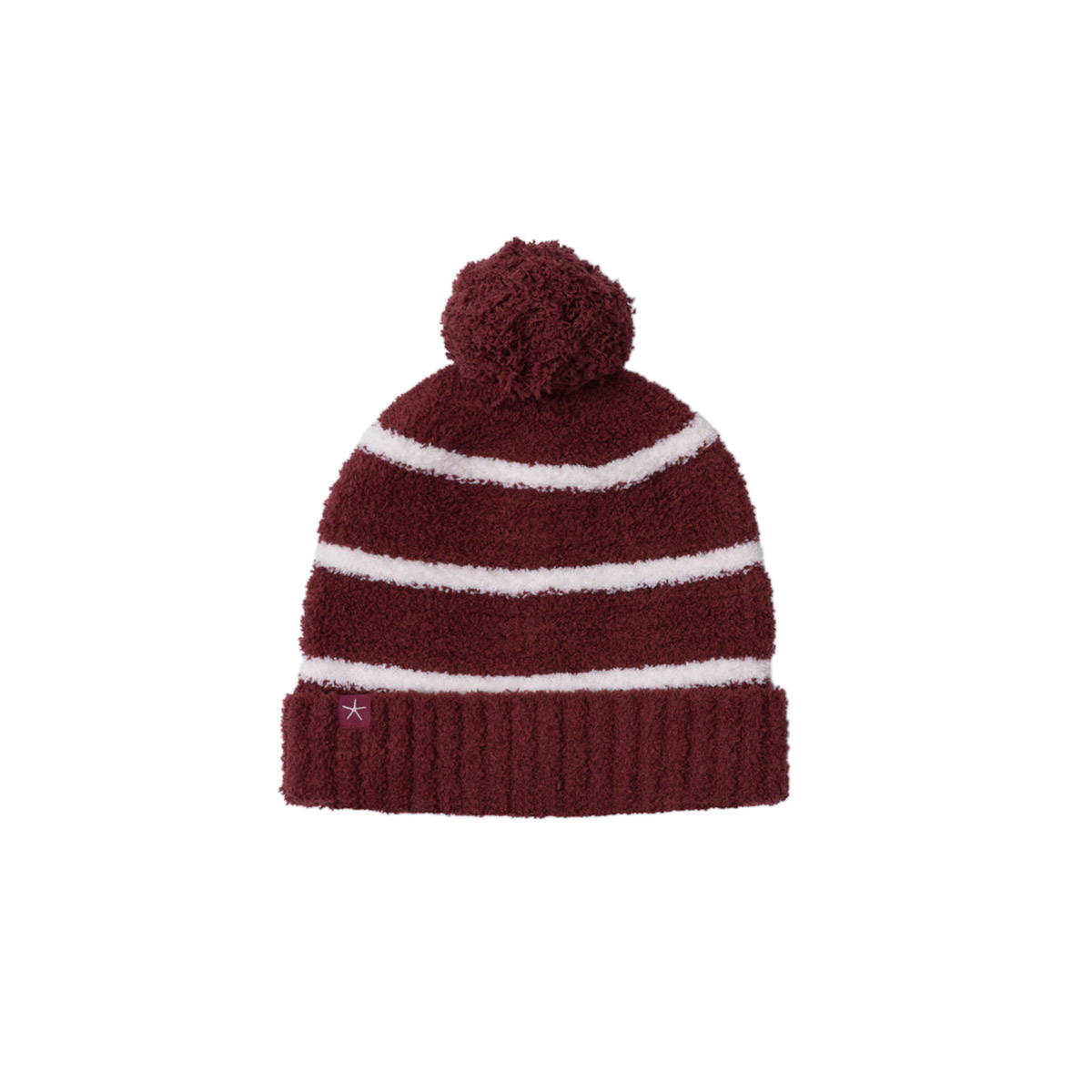 Barefoot Dreams CozyChic Contrast Grid Beanie, Crimson and Cream