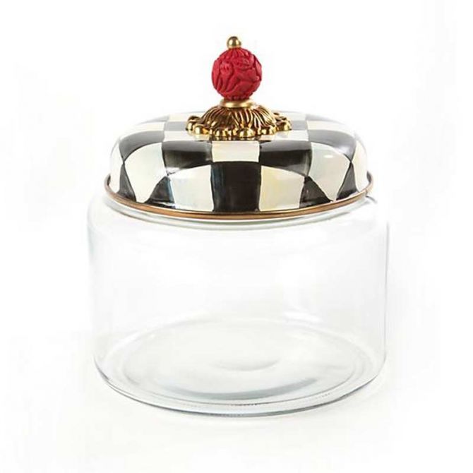 MacKenzie-Childs  Cookie Jar with Sterling Check Lid
