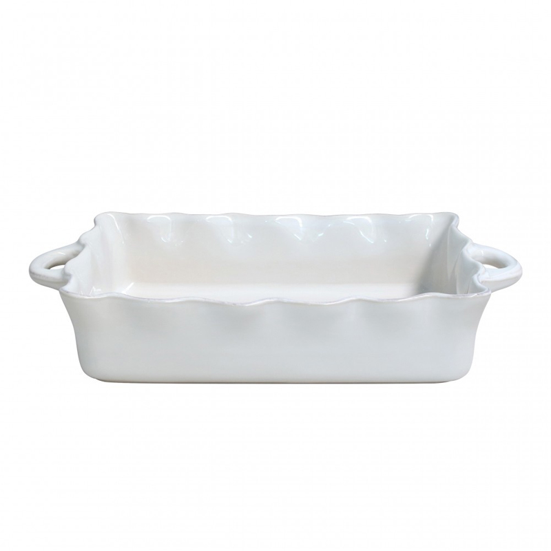 Casafina Cook & Host Large Rectangular Ruffled Baker, White