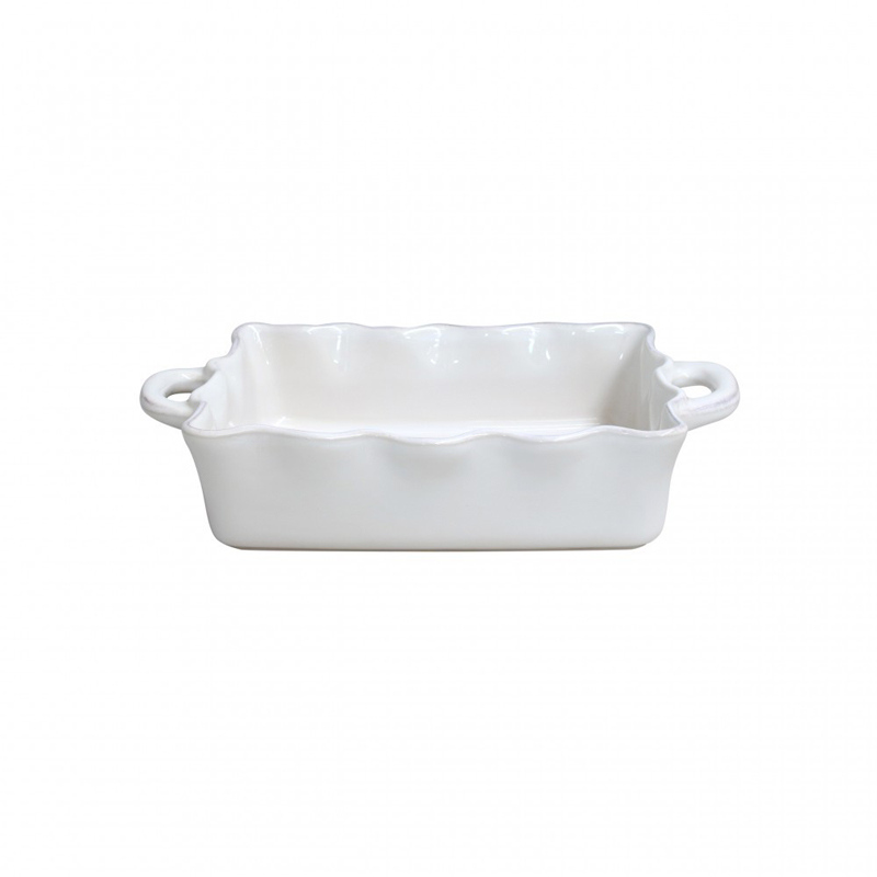 Casafina Cook & Host Medium Rectangular Ruffled Baker, White