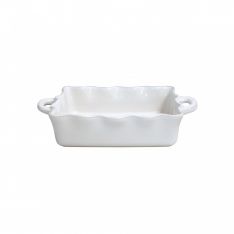 Casafina Cook & Host Medium Rectangular Ruffled Baker, White