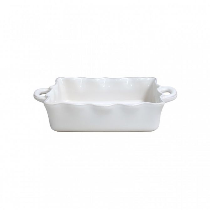 Casafina Cook & Host Medium Rectangular Ruffled Baker, White