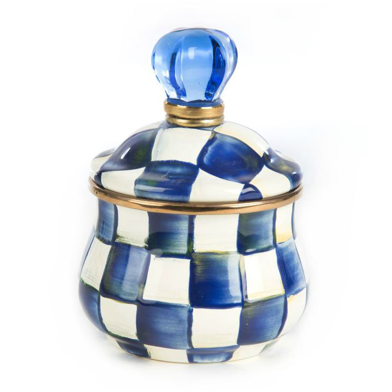 MacKenzie-Childs Royal Check Lidded Sugar Bowl