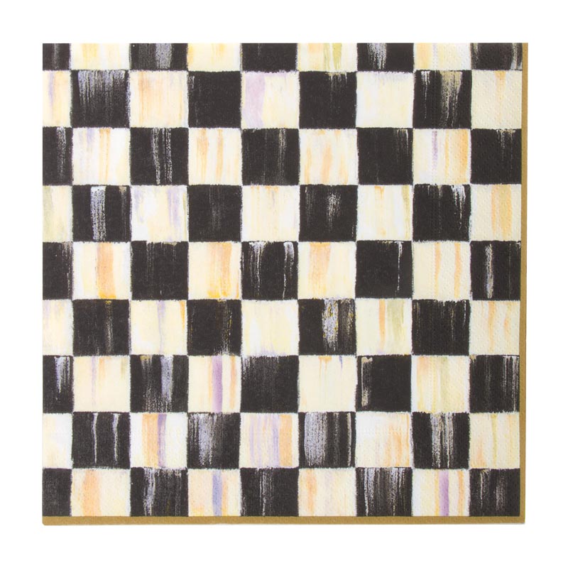 MacKenzie Childs Courtly Check Dinner Paper Napkins, Gold