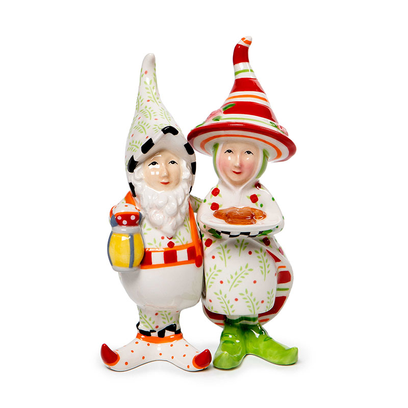 MacKenzie-Childs Patience Brewster Dash Away Elf Salt and Pepper Set