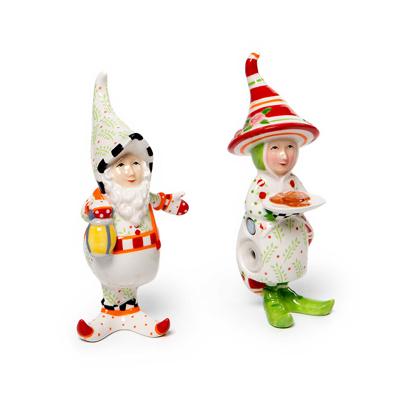 MacKenzie-Childs Patience Brewster Dash Away Elf Salt and Pepper Set
