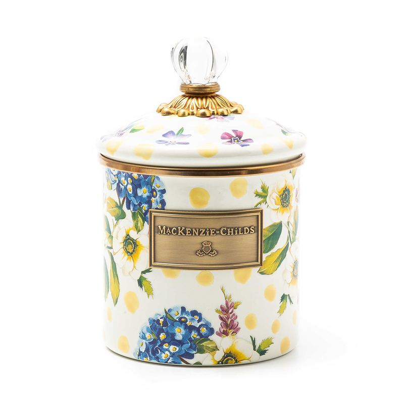 MacKenzie-Childs Wildflowers Enamel Yellow Canister, Small