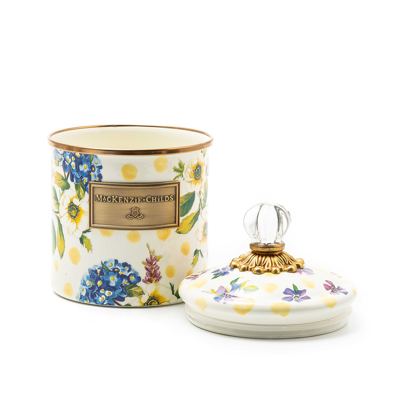 MacKenzie-Childs Wildflowers Enamel Yellow Canister, Small