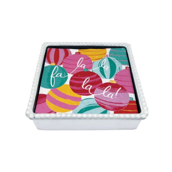 Mariposa Falala White Beaded Napkin Box