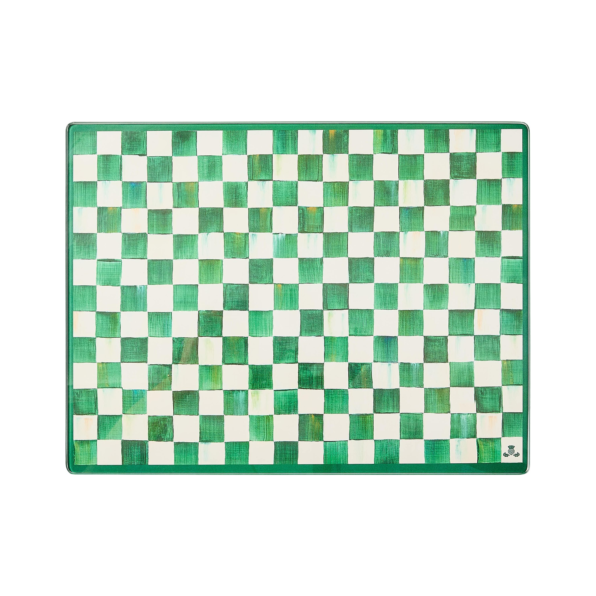 MacKenzie-Childs Emerald Check Glass Cutting Boards, Set of 2
