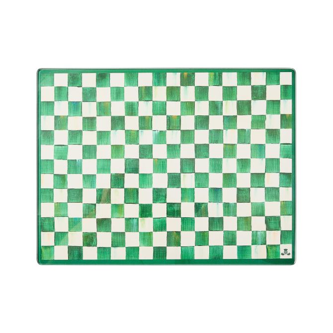 MacKenzie-Childs Emerald Check Glass Cutting Boards, Set of 2