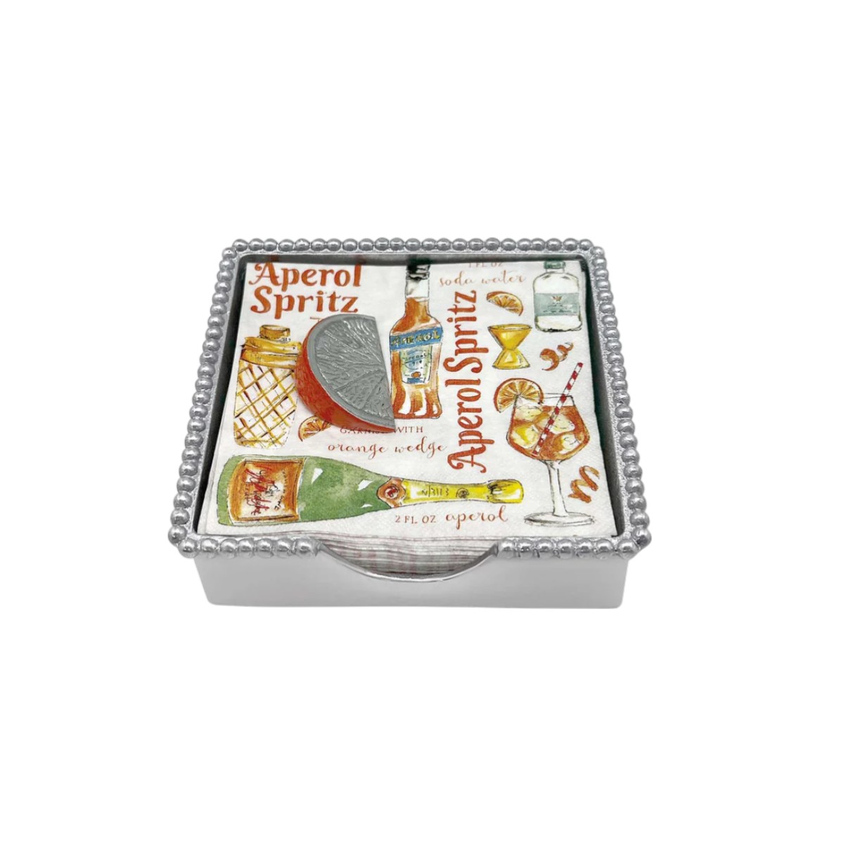 Mariposa Orange Slice Beaded Napkin Box Set