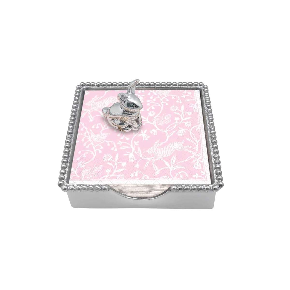Mariposa Standing Bunny Beaded Napkin Box Set