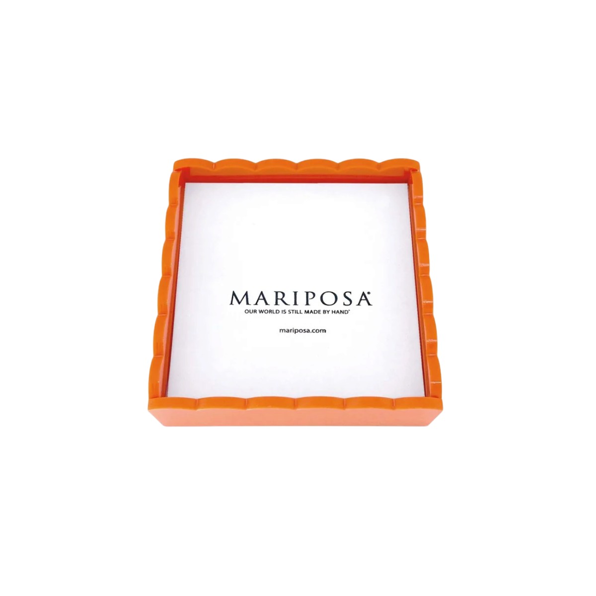 Mariposa Orange Scallop Napkin Box with Insert