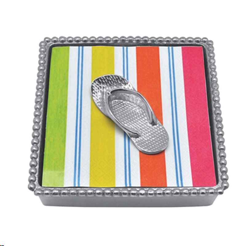 Mariposa Beaded Napkin Box with Flip Flop Weight & Napkins