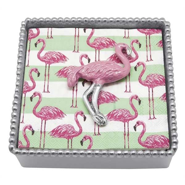 Mariposa Pink Flamingo Beaded Napkin Box 4259C Borsheims
