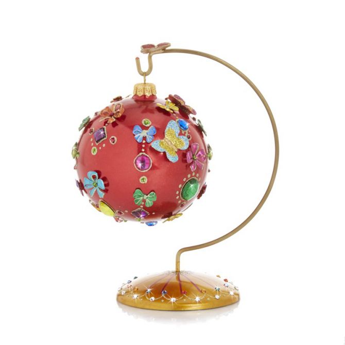 Jay Strongwater 25th Anniversary Jeweled Glass Ornament with Stand