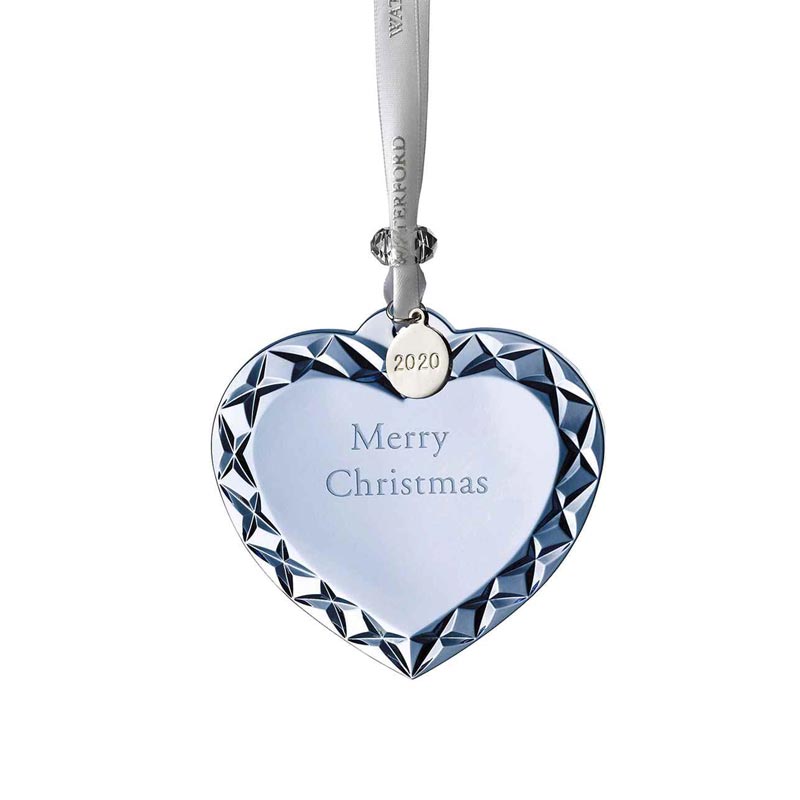 Waterford Merry Christmas Heart Ornament, Topaz Ice