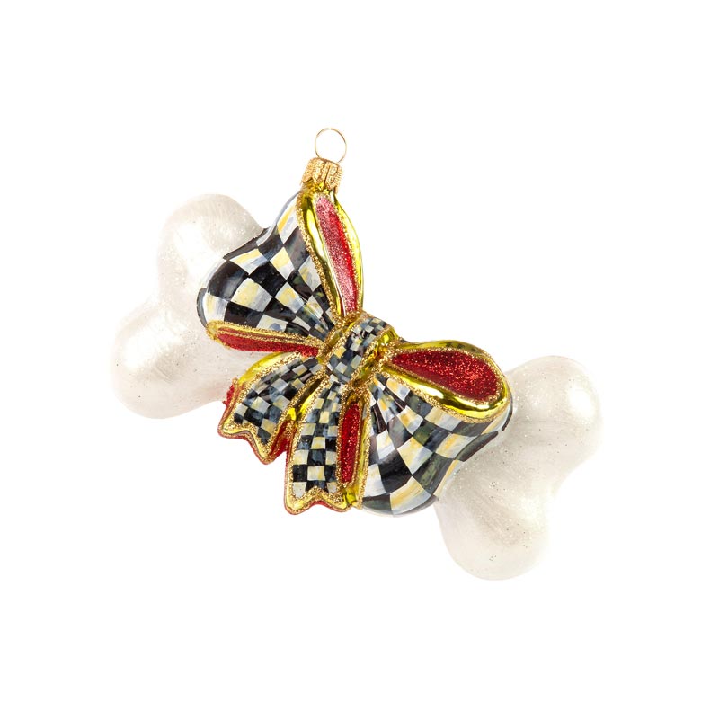 MacKenzie-Childs Glass Ornament, Bow Wow Bone