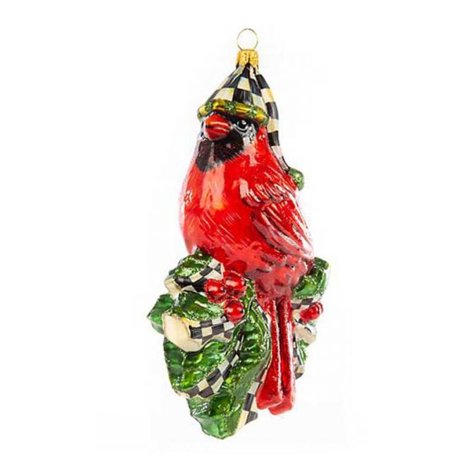 MacKenzie-Childs Glass Ornament, Night Cap Cardinal