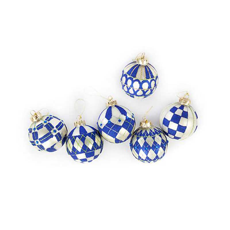 MacKenzie-Childs Royal Glass Ball Ornaments, Set of 6