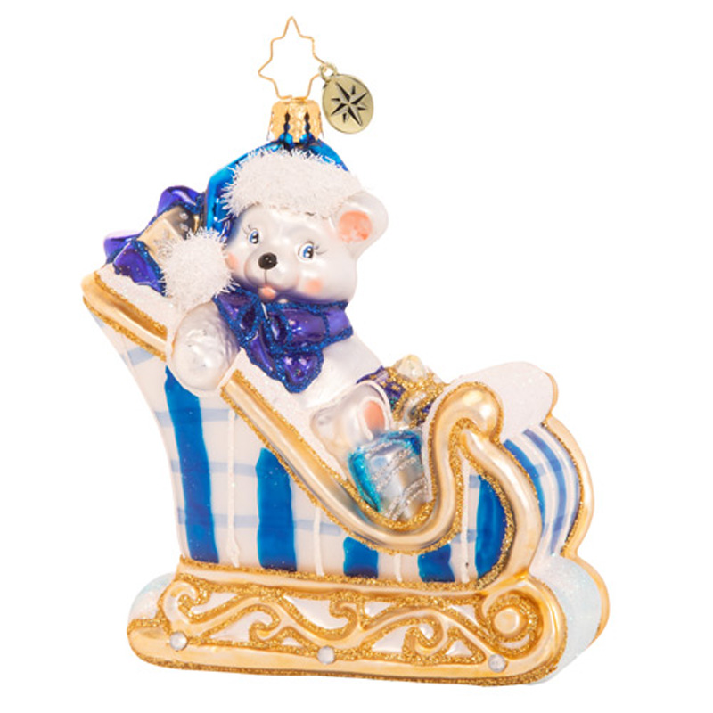 Christopher Radko A Beary Good Boy Sleigh Ornament