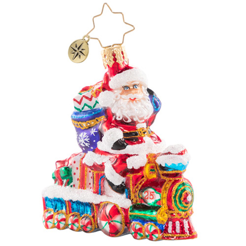 Christopher Radko On The Tracks Santa Gem Ornament