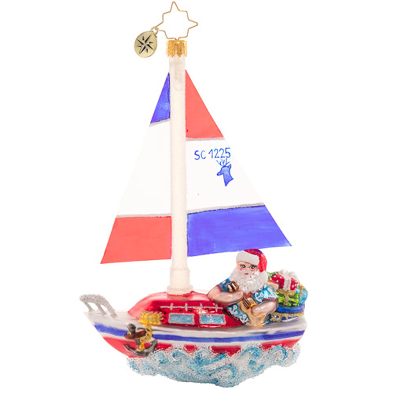 Christopher Radko Sailing South Santa Ornament
