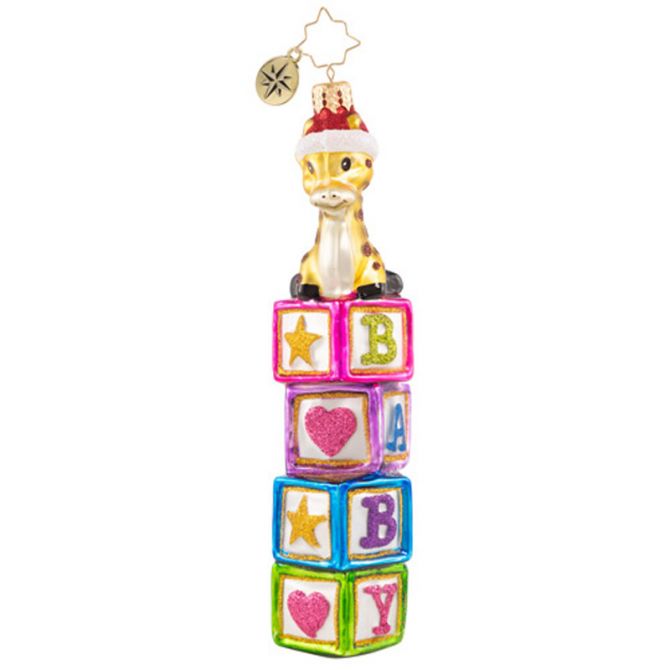 Christopher Radko Block Balancing Baby Giraffe Ornament