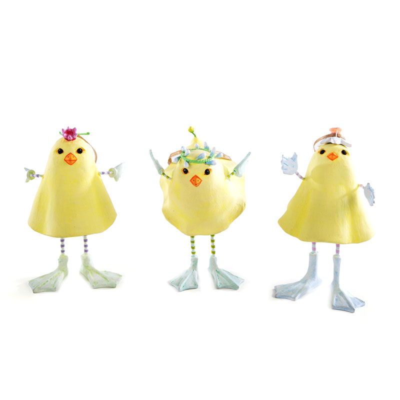MacKenzie-Childs Patience Brewster Marshmallow Chick Ornaments, Set of 3