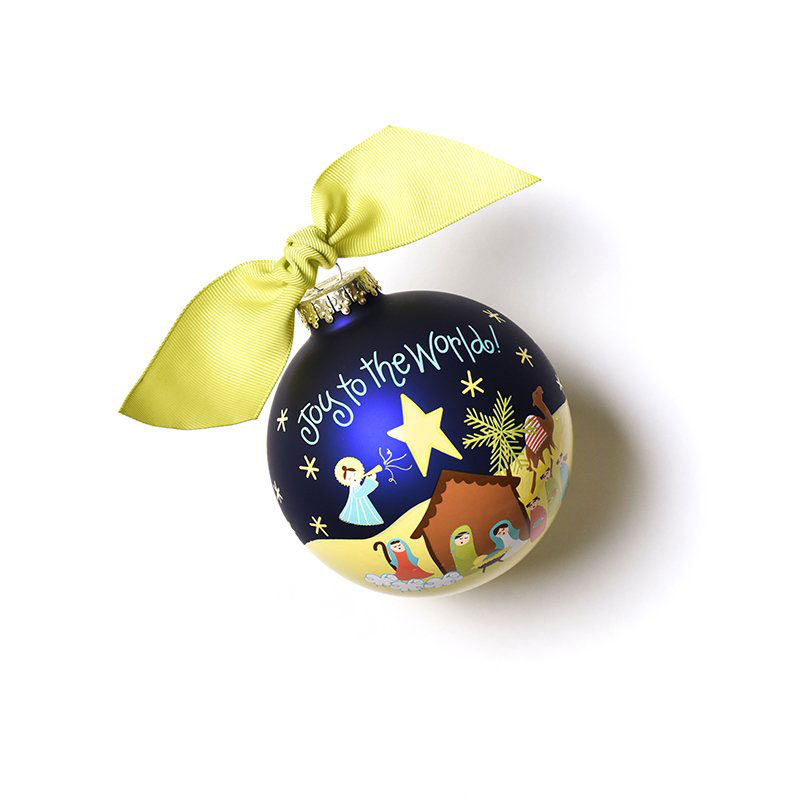 Coton Colors Joy to the World Nativity Glass Ornament