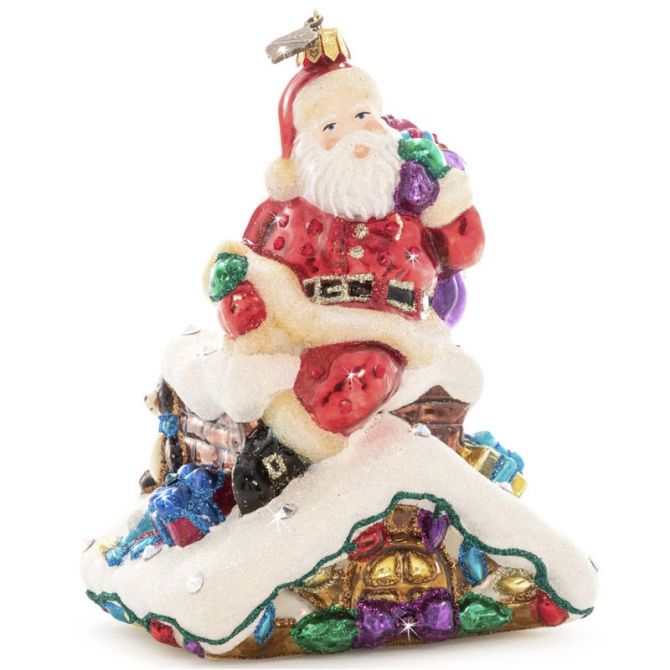 Jay Strongwater Santa on the Rooftop Ornament