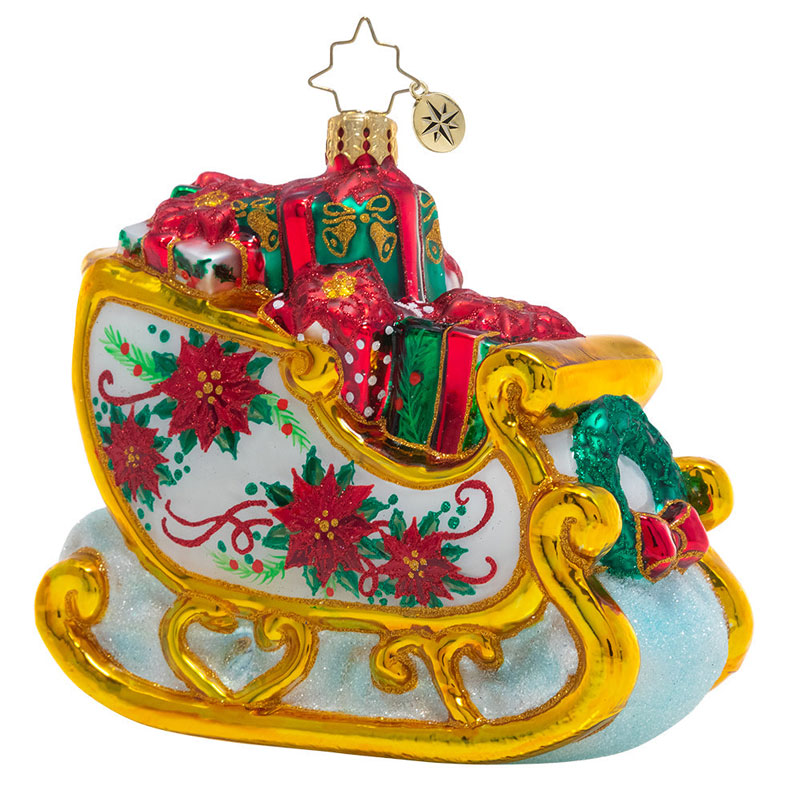 Christopher Radko Winter Floral Sleigh Ornament