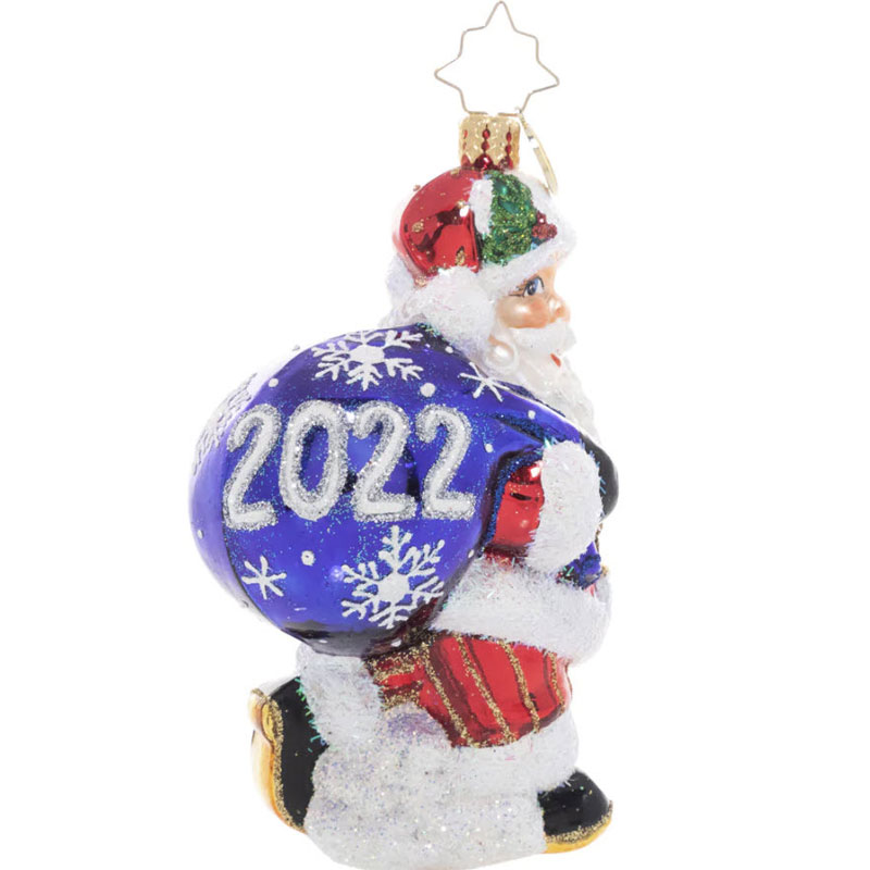 Christopher Radko 2022 Dated Cheery Santa Ornament