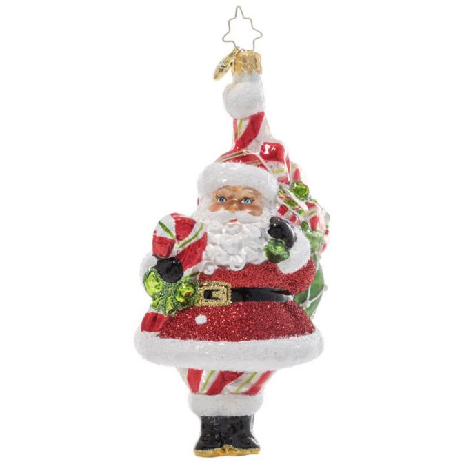 Christopher Radko Peppy Mint Santa Ornament