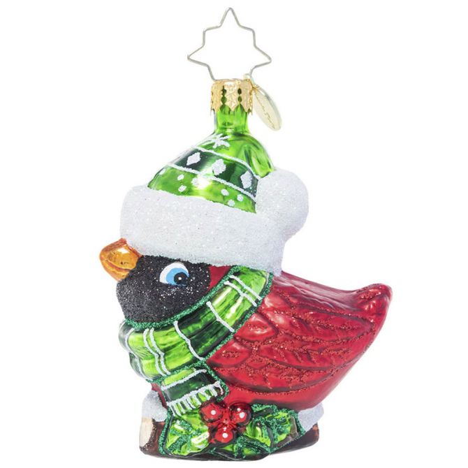 Christopher Radko Bundled Up Feathered Friend Gem Ornament
