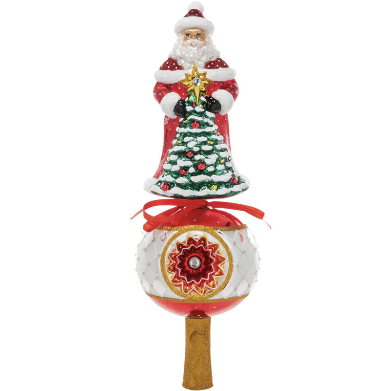 Christopher Radko Tree Bearing Santa Finial Ornament
