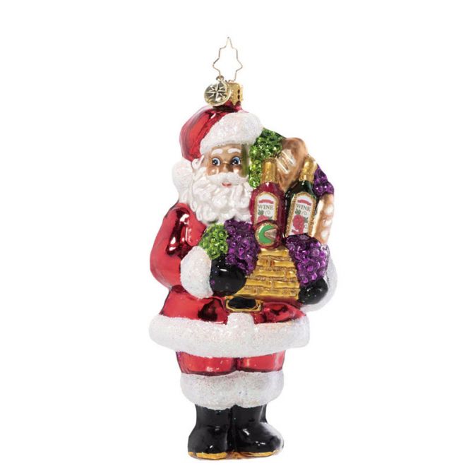 Christopher Radko Wine Night Santa Ornament
