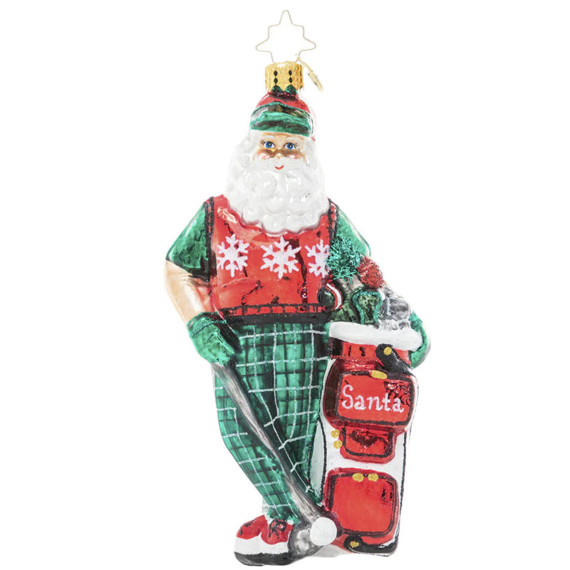 Christopher Radko Jolly Golfer Santa Ornament
