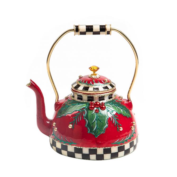 MacKenzie-Childs Glass Ornament, Holiday Kettle