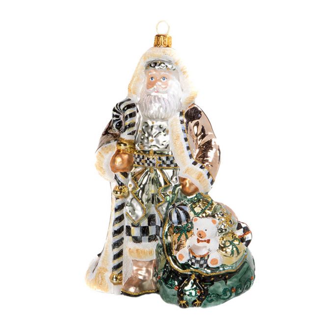 MacKenzie-Childs Glass Ornament, Farmhouse Santa with Toys