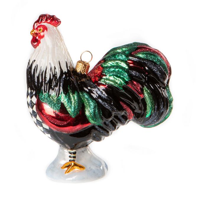 MacKenzie-Childs Glass Ornament, Rooster