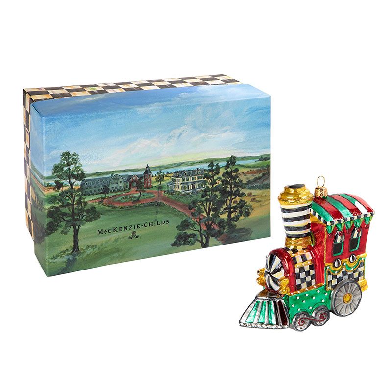 MacKenzie-Childs Glass Ornament, Toyland Train